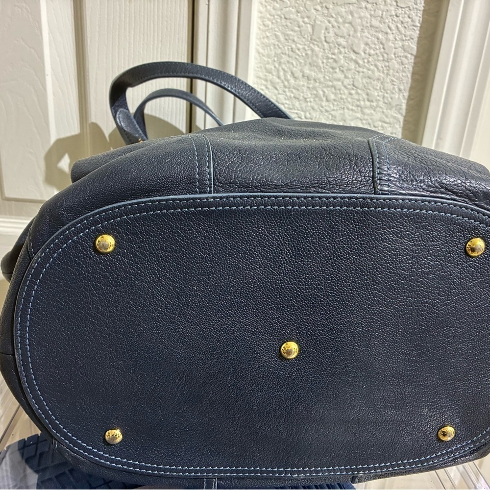 Navy Blue Leather Tote Bag - Picture 7 of 7